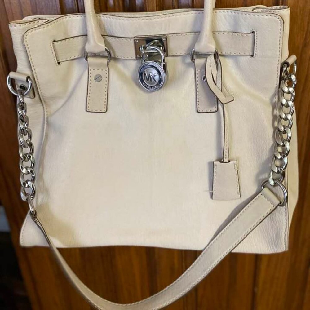ALL LEATHER Ivory/ Beige Looks Like NEW MK Hamilton